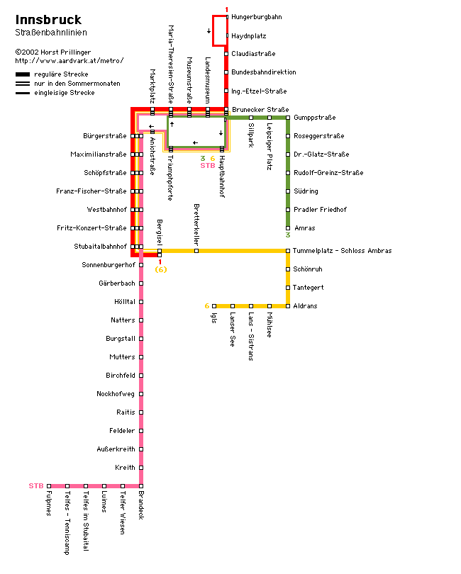 plan réseau tramway innsbruck